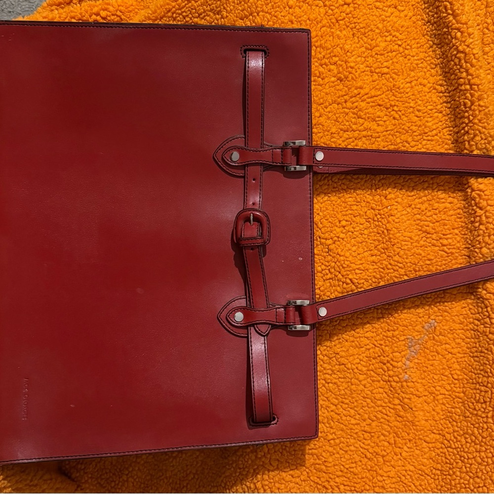 Jack Georges Red Leather Tote Bag